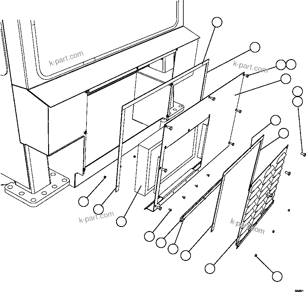 Komatsu parts book diagram for AFE47-GV 730E S/N A30648 - A30649   FOSKOR: FRONT ACCESS COVER