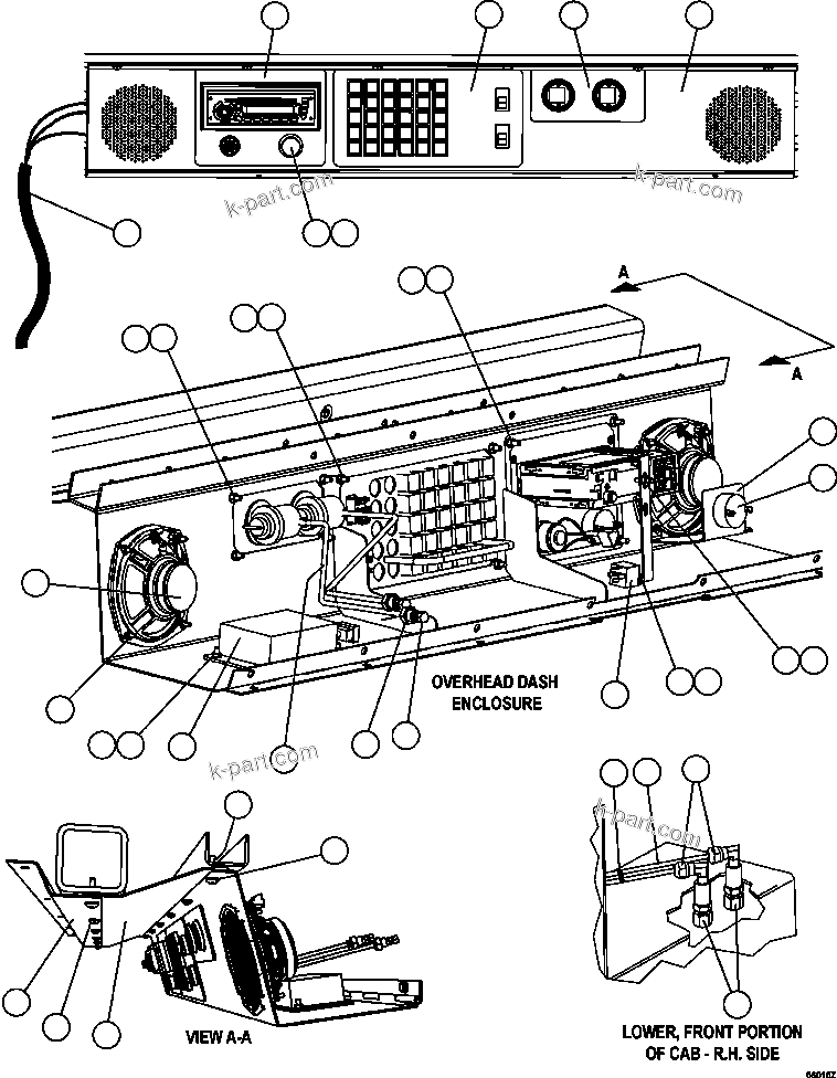 Komatsu parts book diagram for AFE47-GV 730E S/N A30648 - A30649   FOSKOR: OVERHEAD DASH MODULE