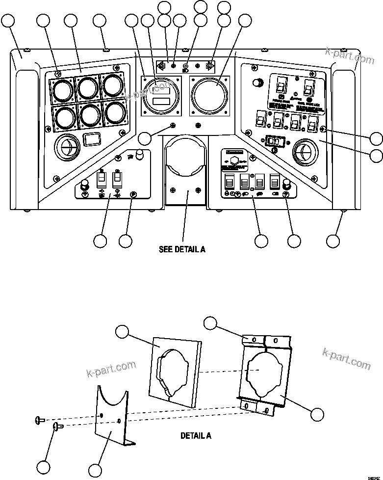 Komatsu parts book diagram for AFE47-GV 730E S/N A30648 - A30649   FOSKOR: INSTRUMENT PANEL ASSEMBLY