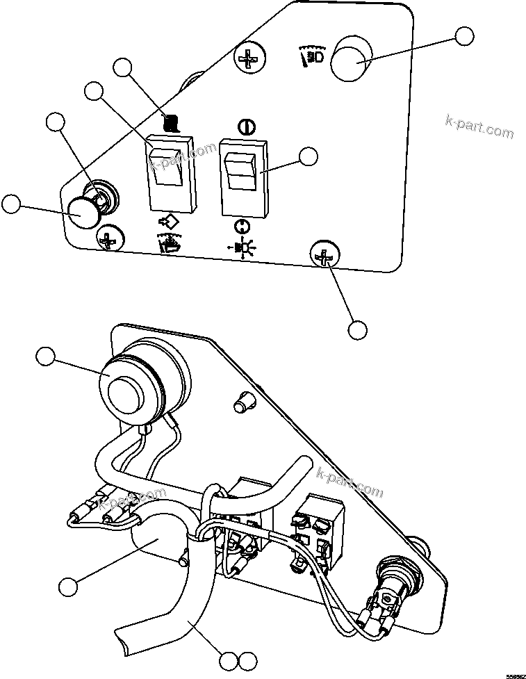 Komatsu parts book diagram for AFE47-GV 730E S/N A30648 - A30649   FOSKOR: LOWER LH DASH MODULE        EL2677