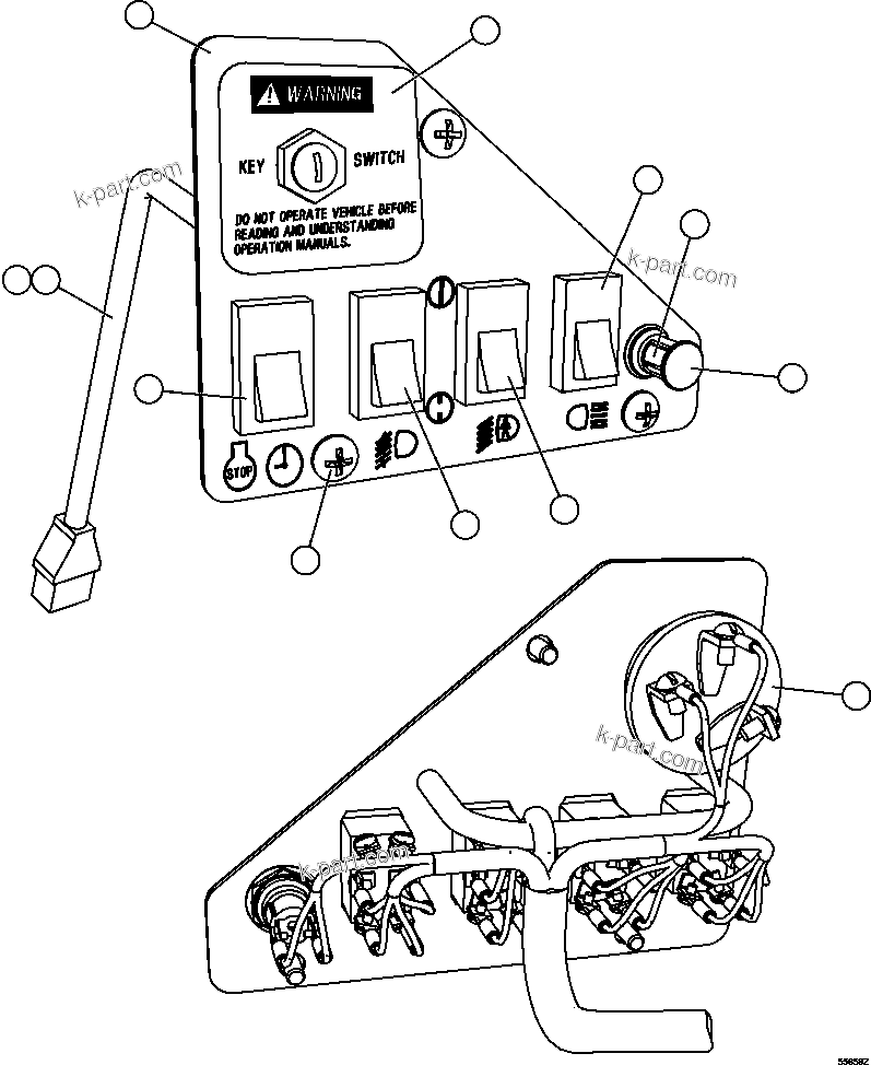 Komatsu parts book diagram for AFE47-GV 730E S/N A30648 - A30649   FOSKOR: LOWER RH DASH MODULE        SM5296