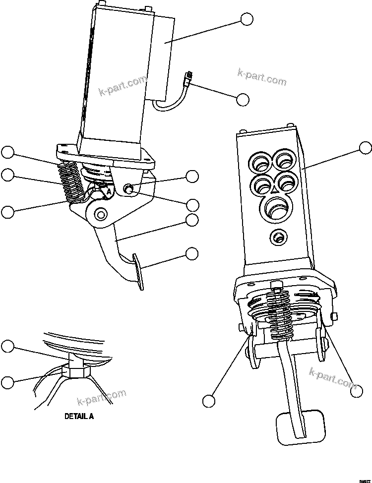Komatsu parts book diagram for AFE47-GV 730E S/N A30648 - A30649   FOSKOR: BRAKE VALVE PEDAL ASSEMBLY           PC2027