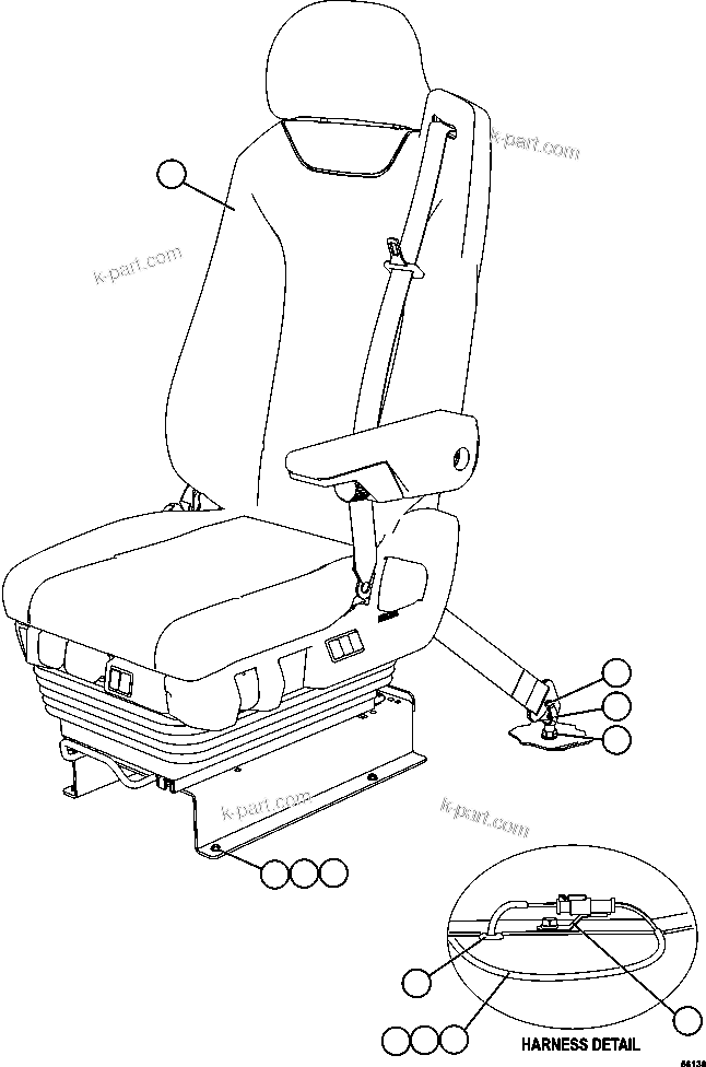 Komatsu parts book diagram for AFE47-GV 730E S/N A30648 - A30649   FOSKOR: OPERATOR'S SEAT INSTALLATION