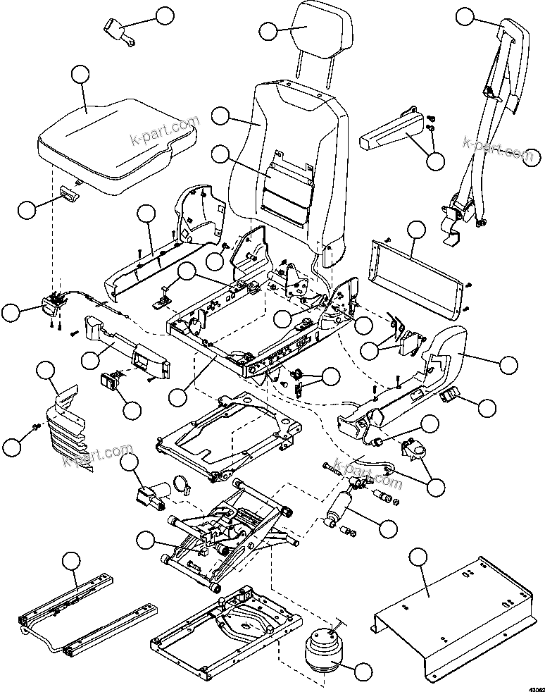 Komatsu parts book diagram for AFE47-GV 730E S/N A30648 - A30649   FOSKOR: OPERATOR SEAT   PC3494
