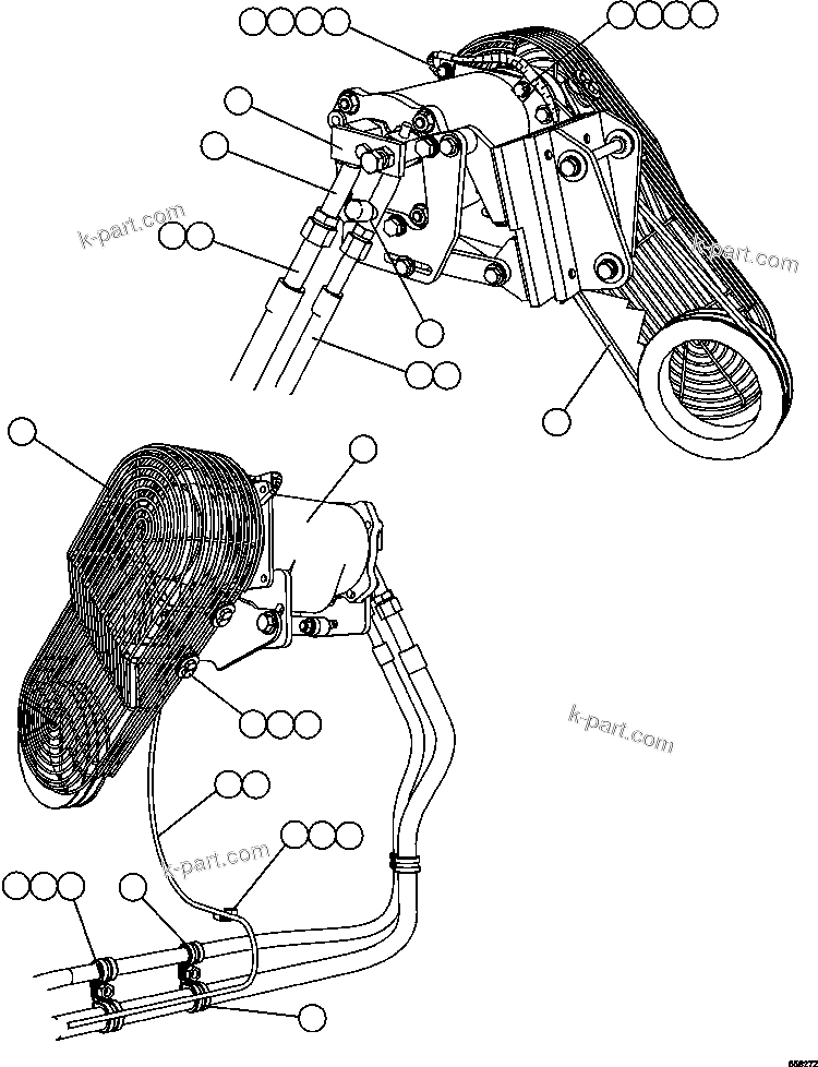 Komatsu parts book diagram for AFE47-GV 730E S/N A30648 - A30649   FOSKOR: AIR CONDITIONER COMPRESSOR INSTALLATION   1/2