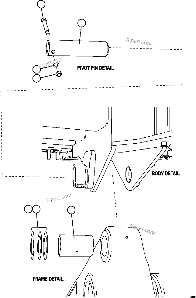 Komatsu parts book diagram for AFE47-GV 730E S/N A30648 - A30649   FOSKOR: BODY PIVOT