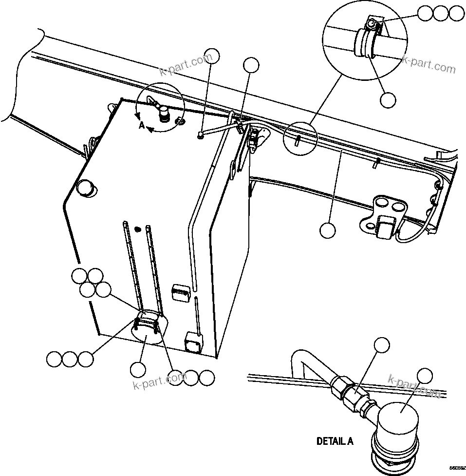 Komatsu parts book diagram for AFE47-GV 730E S/N A30648 - A30649   FOSKOR: FUEL SYSTEM PIPING   1/3