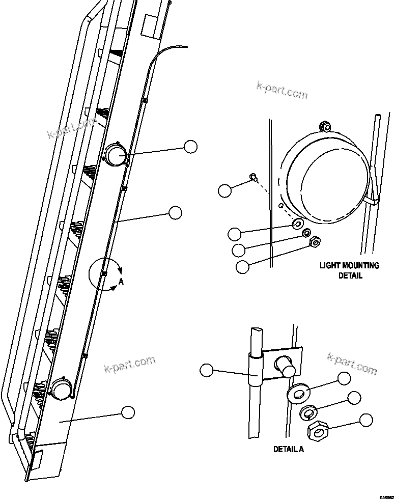 Komatsu parts book diagram for AFE47-GV 730E S/N A30648 - A30649   FOSKOR: RH LADDER ASSEMBLY