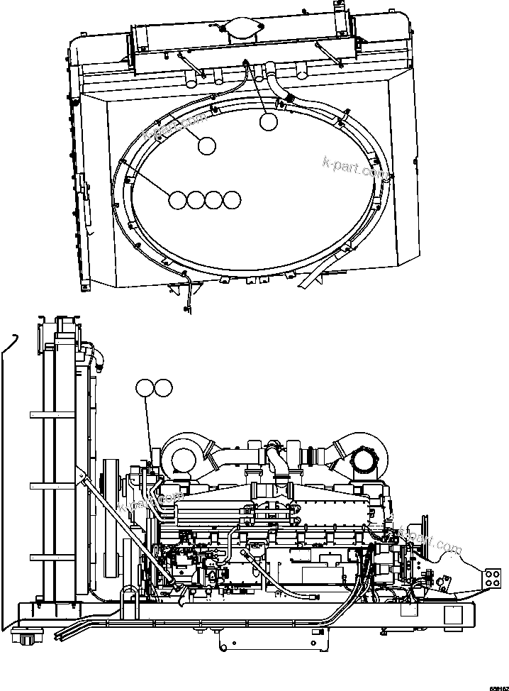 Komatsu parts book diagram for AFE47-GV 730E S/N A30648 - A30649   FOSKOR: ENGINE WIRING - COOLING SYSTEM