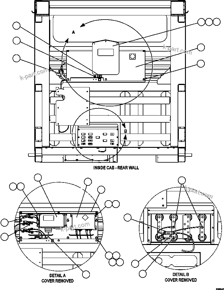 Komatsu parts book diagram for AFE47-GV 730E S/N A30648 - A30649   FOSKOR: VHMS - CAB INSTALLATION    1/2