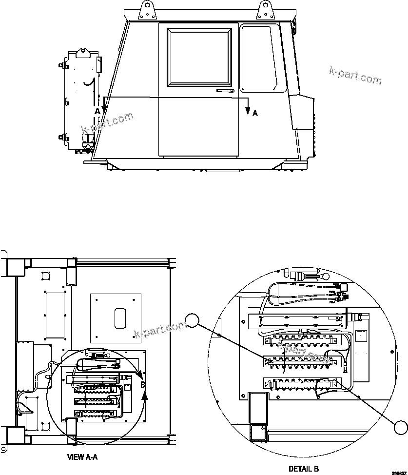 Komatsu parts book diagram for AFE47-GV 730E S/N A30648 - A30649   FOSKOR: VHMS - CAB INSTALLATION    2/2