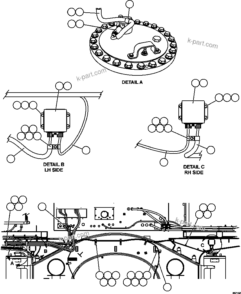Komatsu parts book diagram for AFE47-GV 730E S/N A30648 - A30649   FOSKOR: PAYLOAD METER III - FRONT SUSPENSIONS