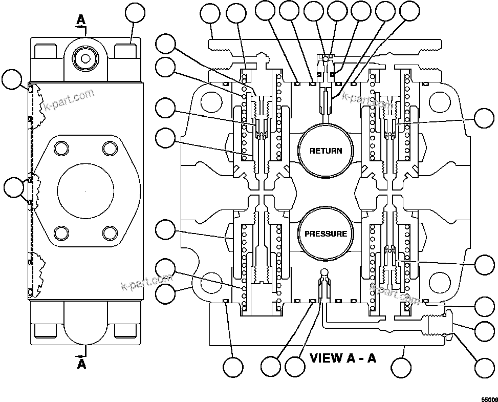 Komatsu parts book diagram for AFE47-GV 730E S/N A30648 - A30649   FOSKOR: SPOOL INLET SECTION              VE7624