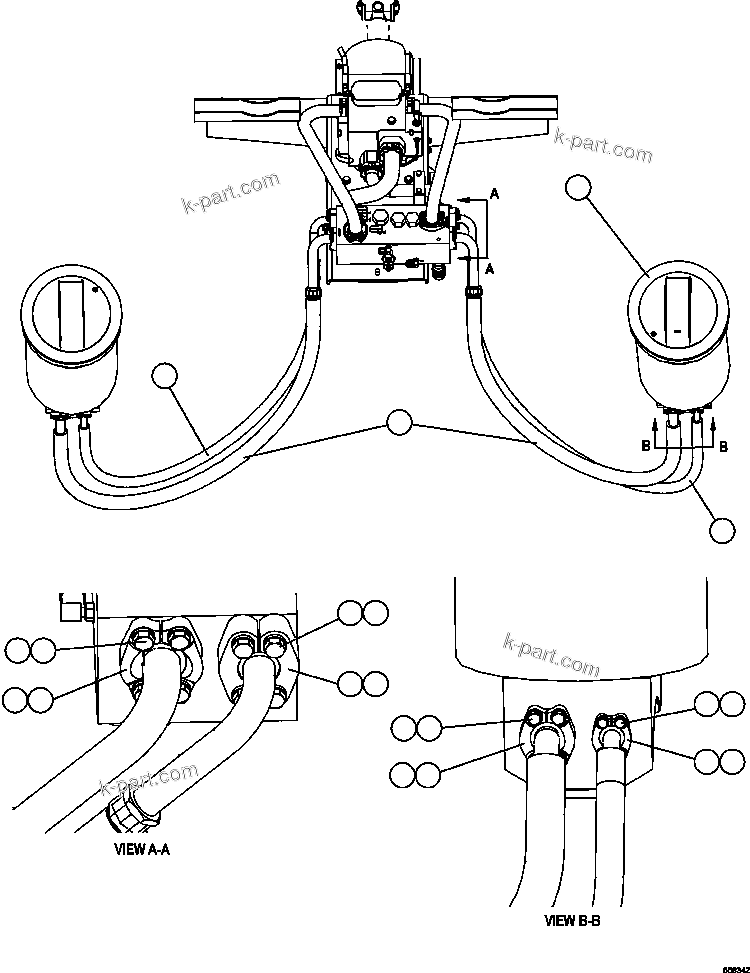 Komatsu parts book diagram for AFE47-GV 730E S/N A30648 - A30649   FOSKOR: HOIST CYLINDER PIPING