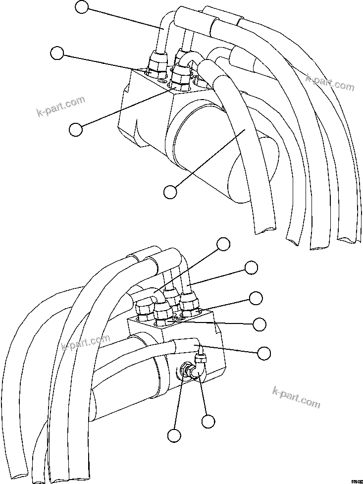 Komatsu parts book diagram for AFE47-GV 730E S/N A30648 - A30649   FOSKOR: STEERING VALVE PIPING