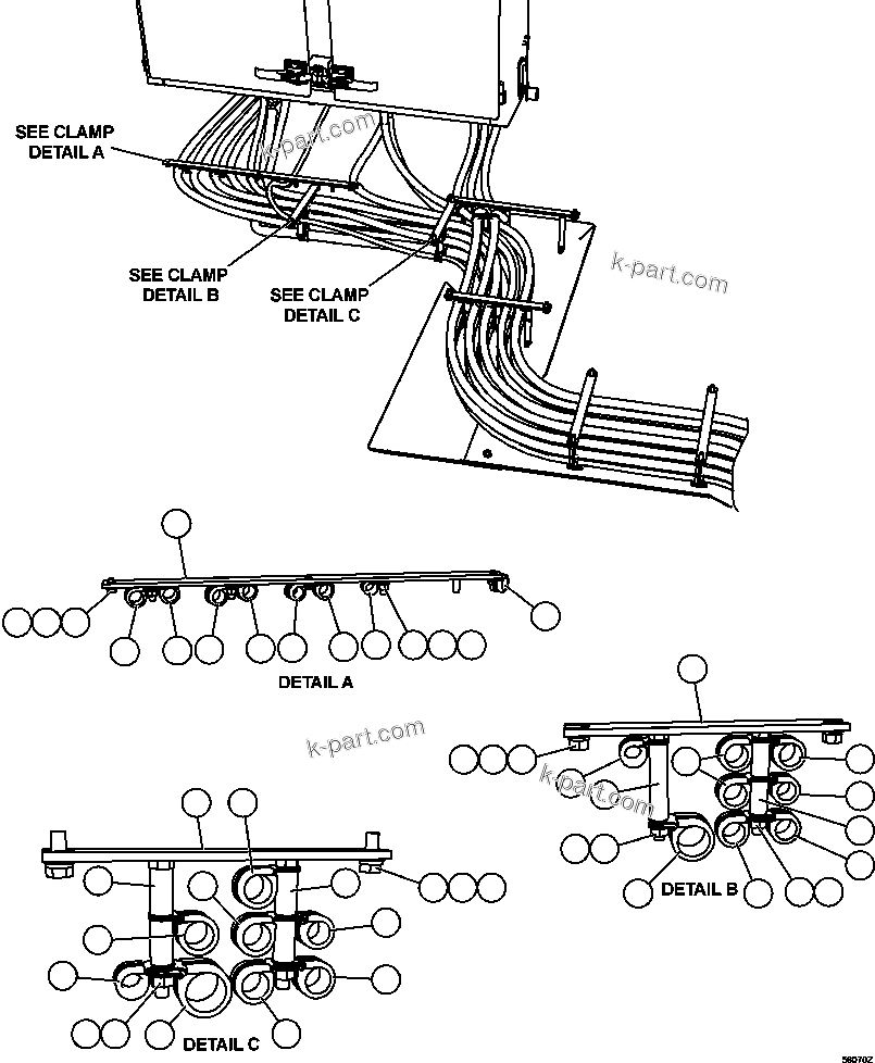 Komatsu parts book diagram for AFE47-GV 730E S/N A30648 - A30649   FOSKOR: HYDRAULICS CABINET/CAB PIPING   2/4