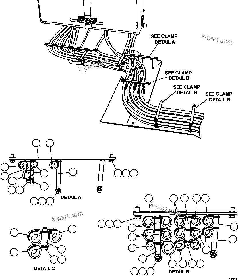 Komatsu parts book diagram for AFE47-GV 730E S/N A30648 - A30649   FOSKOR: HYDRAULICS CABINET/CAB PIPING   3/4