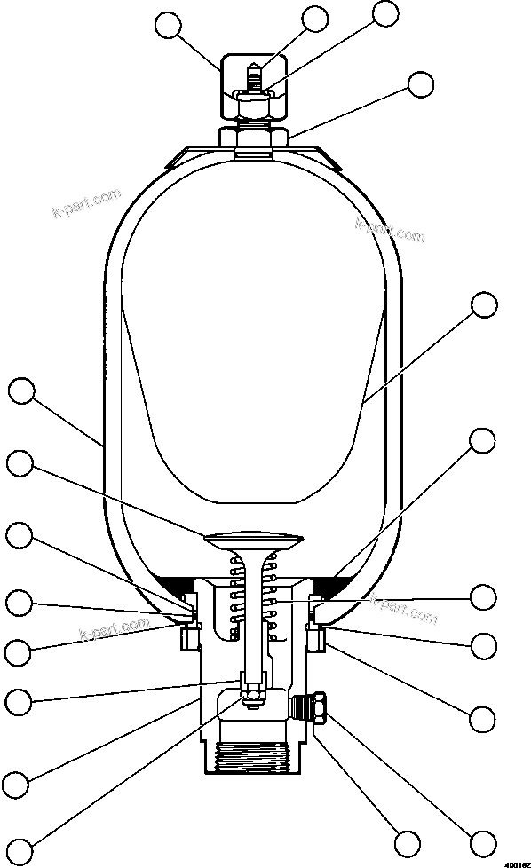 Komatsu parts book diagram for AFE47-GV 730E S/N A30648 - A30649   FOSKOR: ACCUMULATOR ASSEMBLY (2.5 GAL)       PB7058