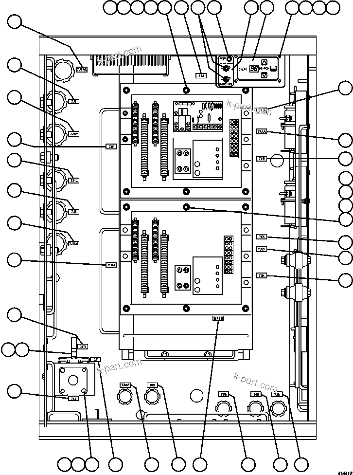 Komatsu parts book diagram for AFE47-GV 730E S/N A30648 - A30649   FOSKOR: CONTROL CABINET (CENTER DOOR)