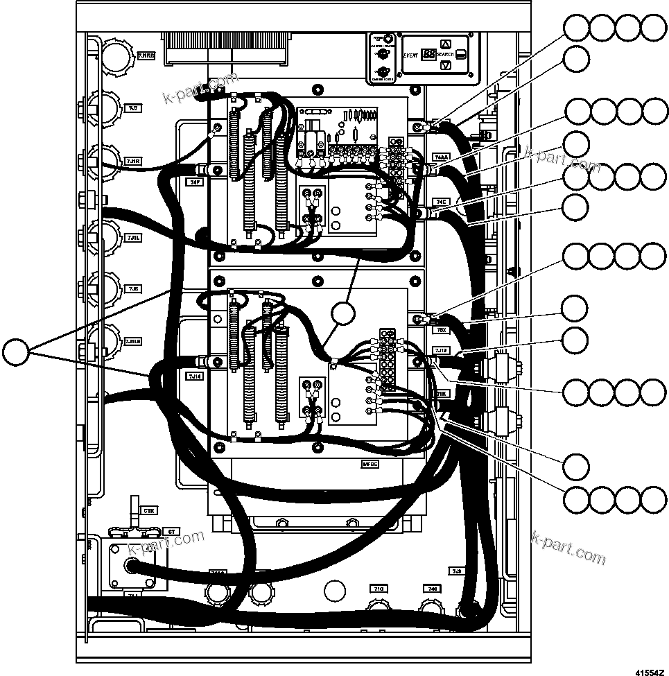 Komatsu parts book diagram for AFE47-GV 730E S/N A30648 - A30649   FOSKOR: CONTROL CABINET - CENTER DOOR WIRING