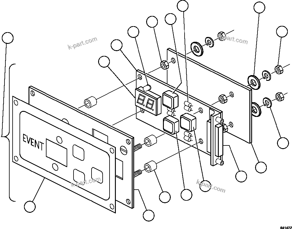 Komatsu parts book diagram for AFE47-GV 730E S/N A30648 - A30649   FOSKOR: PANEL - DISPLAY EVENT        PB8056