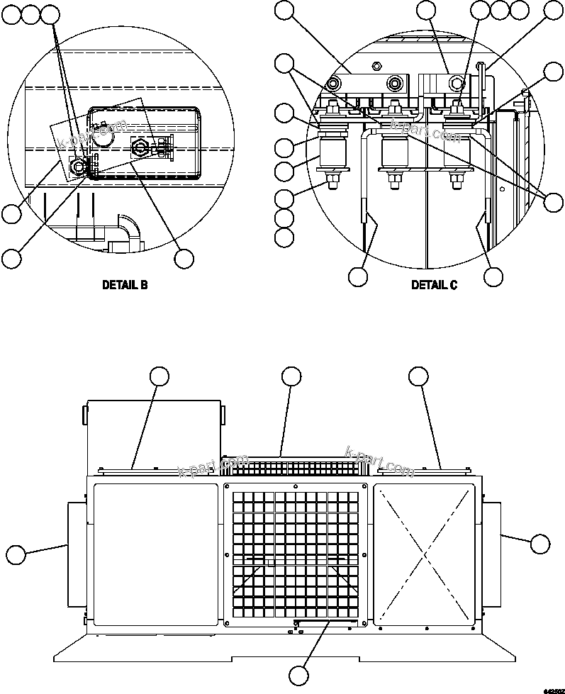Komatsu parts book diagram for AFE47-GV 730E S/N A30648 - A30649   FOSKOR: RETARDING GRID ASSEMBLY - 7 STEP  4/4    PC2158