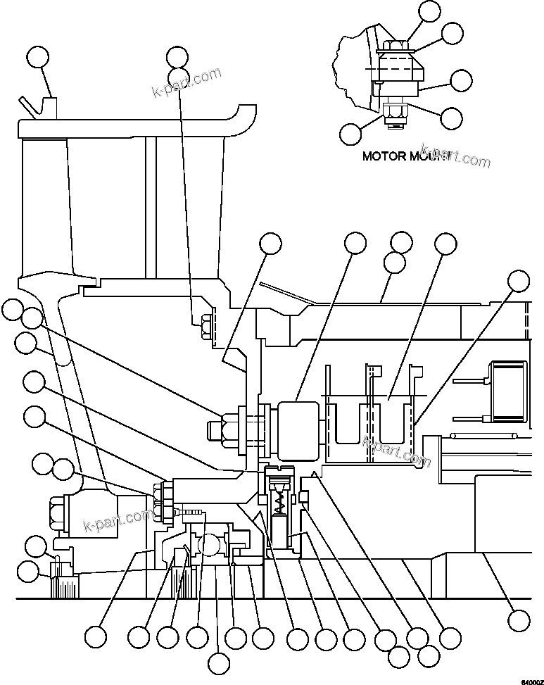 Komatsu parts book diagram for AFE47-GV 730E S/N A30648 - A30649   FOSKOR: BLOWER MOTOR (COMMUTATOR END)     GE0017