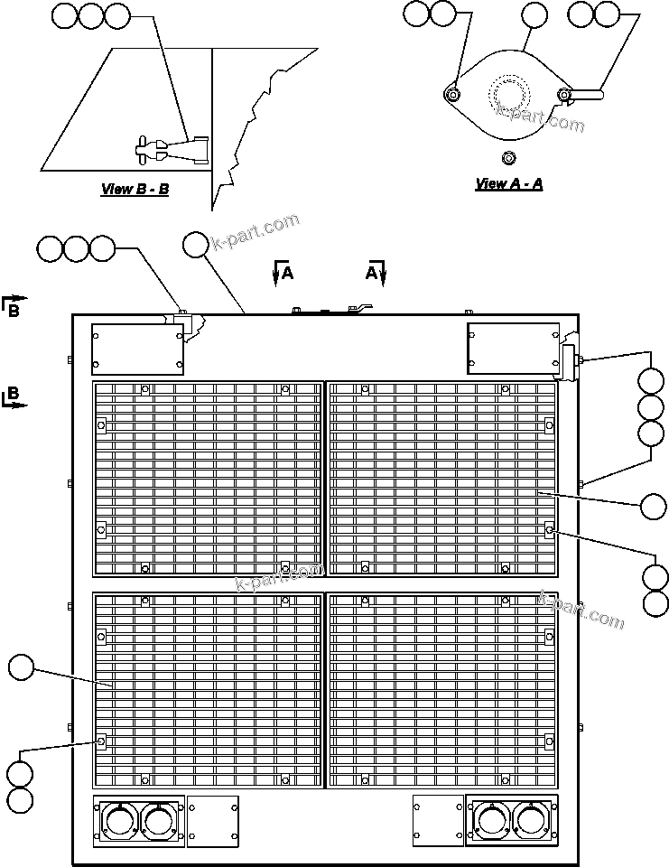 Komatsu parts book diagram for AFE47-Q 730E  S/N 32691  ROSSING URANIUM: HOOD & GRILLE