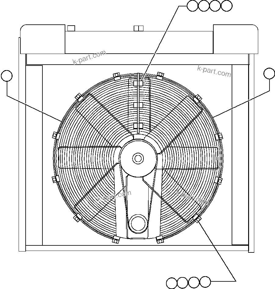 Komatsu parts book diagram for AFE47-Q 730E  S/N 32691  ROSSING URANIUM: FAN GUARD