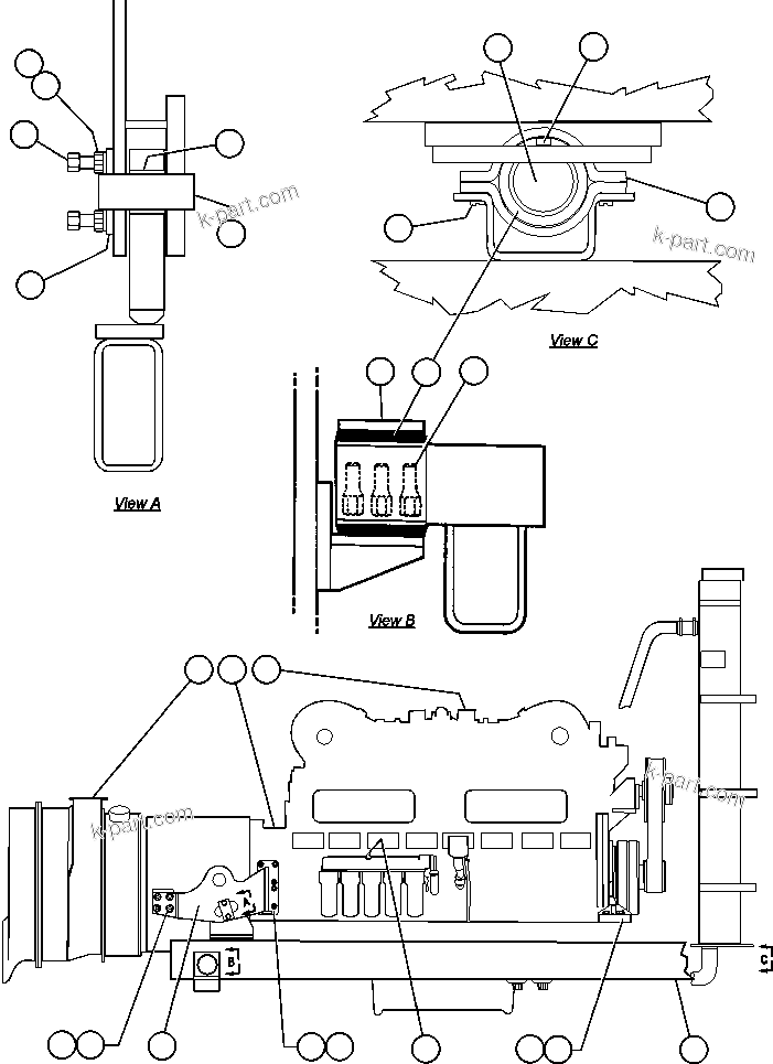 Komatsu parts book diagram for AFE47-Q 730E  S/N 32691  ROSSING URANIUM: ENGINE & MISCELLANEOUS INSTL
