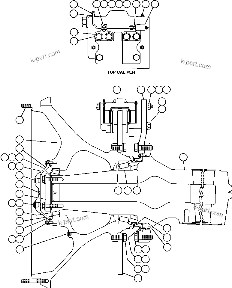 Komatsu parts book diagram for AFE47-Q 730E  S/N 32691  ROSSING URANIUM: SPINDLE, HUB & BRAKE INSTL