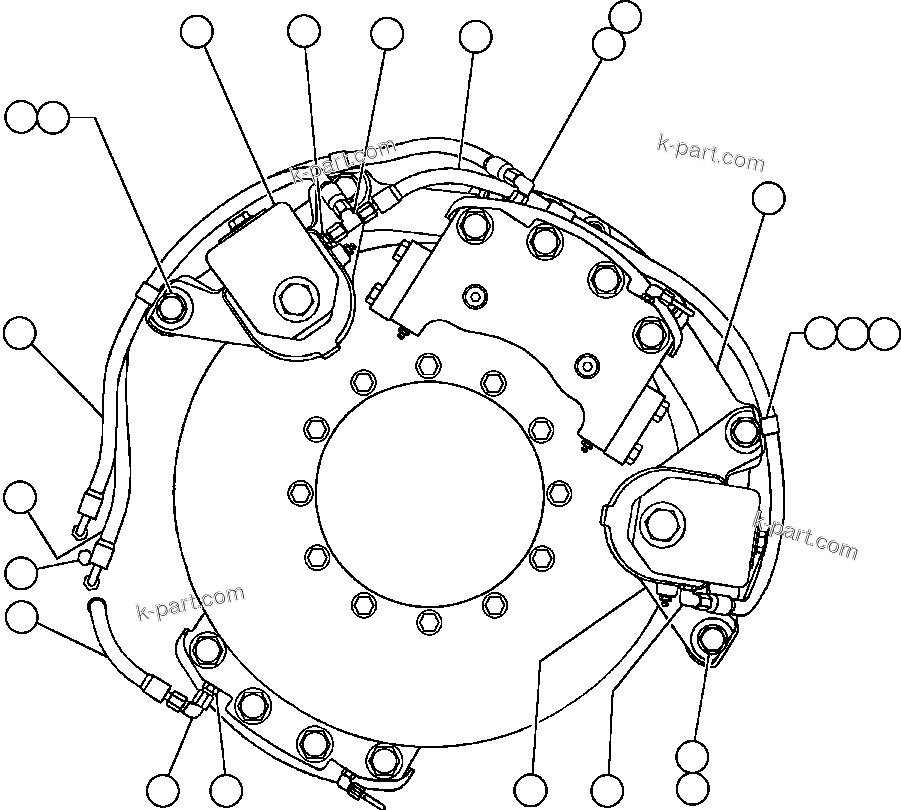 Komatsu parts book diagram for AFE47-Q 730E  S/N 32691  ROSSING URANIUM: REAR DISC & PARKING BRAKE INSTL - 1