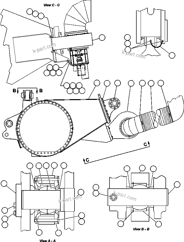 Komatsu parts book diagram for AFE47-Q 730E  S/N 32691  ROSSING URANIUM: DRIVE AXLE & MOUNTING