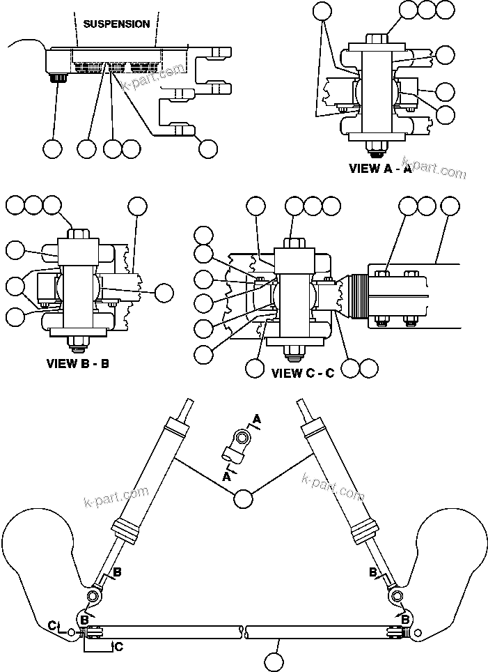 Komatsu parts book diagram for AFE47-Q 730E  S/N 32691  ROSSING URANIUM: STEERING ARMS & LINKAGE