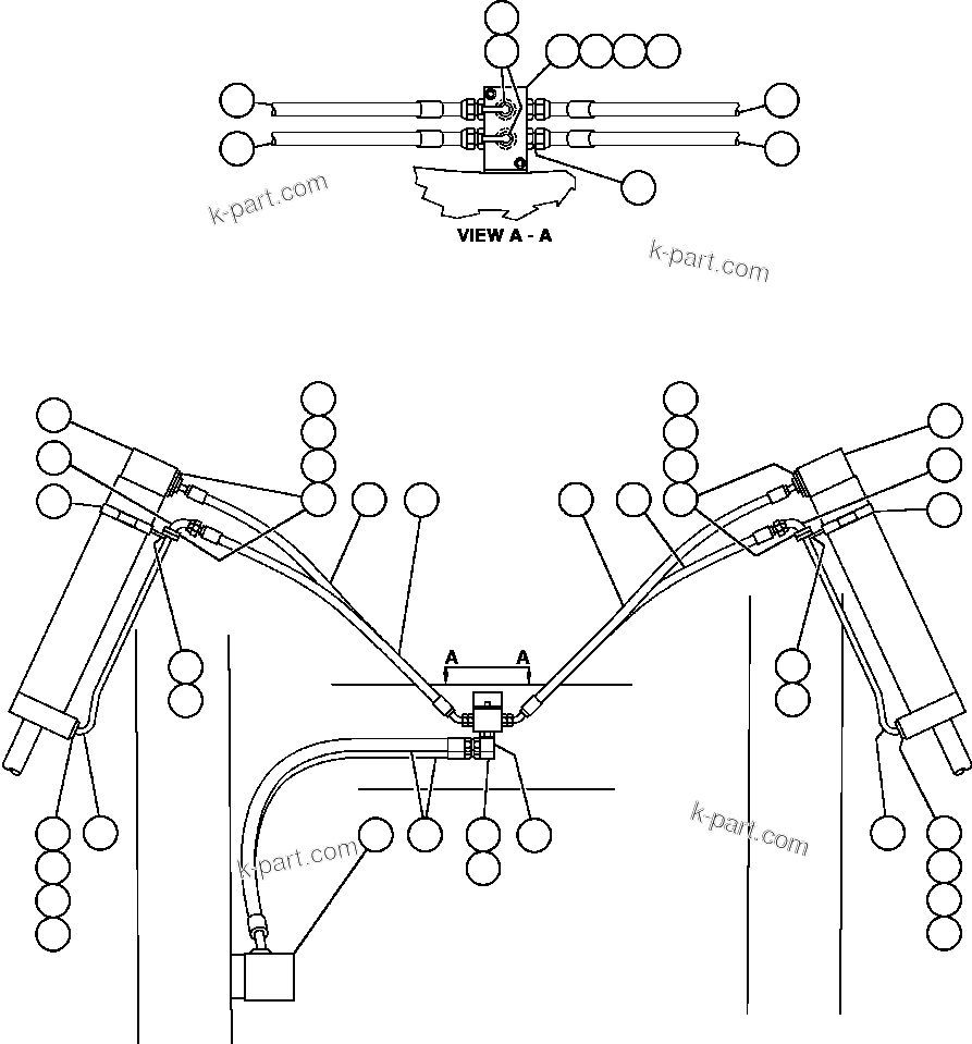 Komatsu parts book diagram for AFE47-Q 730E  S/N 32691  ROSSING URANIUM: STEERING CYLINDER PIPING