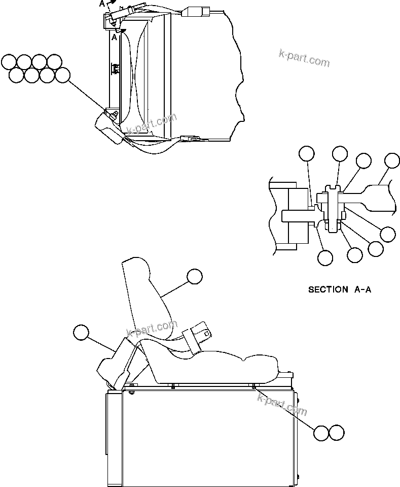 Komatsu parts book diagram for AFE47-Q 730E  S/N 32691  ROSSING URANIUM: PASSENGER SEAT INSTL