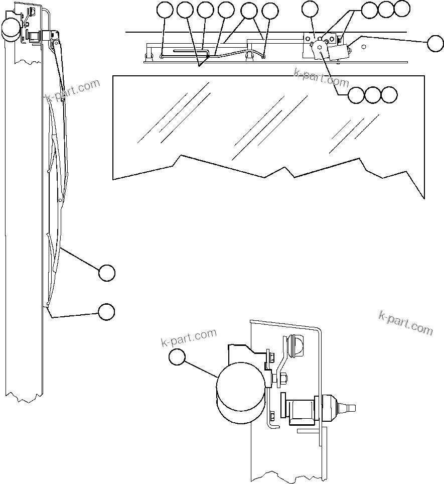 Komatsu parts book diagram for AFE47-Q 730E  S/N 32691  ROSSING URANIUM: WINDSHIELD WIPER INSTALLATION - 1