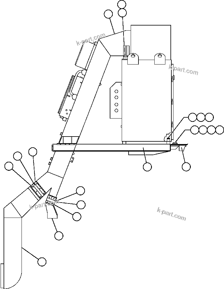 Komatsu parts book diagram for AFE47-Q 730E  S/N 32691  ROSSING URANIUM: BLOWER INLET INSTALLATION