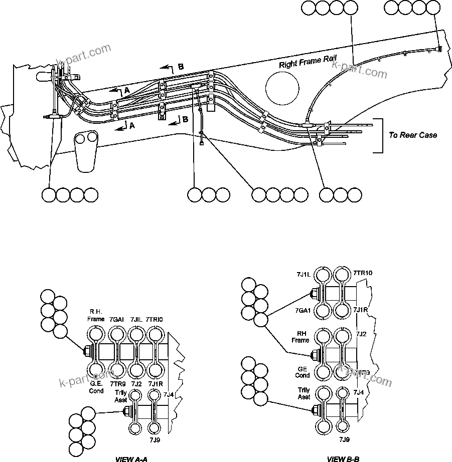 Komatsu parts book diagram for AFE47-Q 730E  S/N 32691  ROSSING URANIUM: FRAME WIRING - TROLLEY