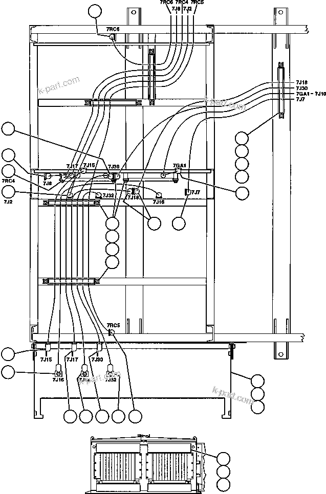 Komatsu parts book diagram for AFE47-Q 730E  S/N 32691  ROSSING URANIUM: BLOWN GRID - 3 STEP, 18 ELEMENT - 2