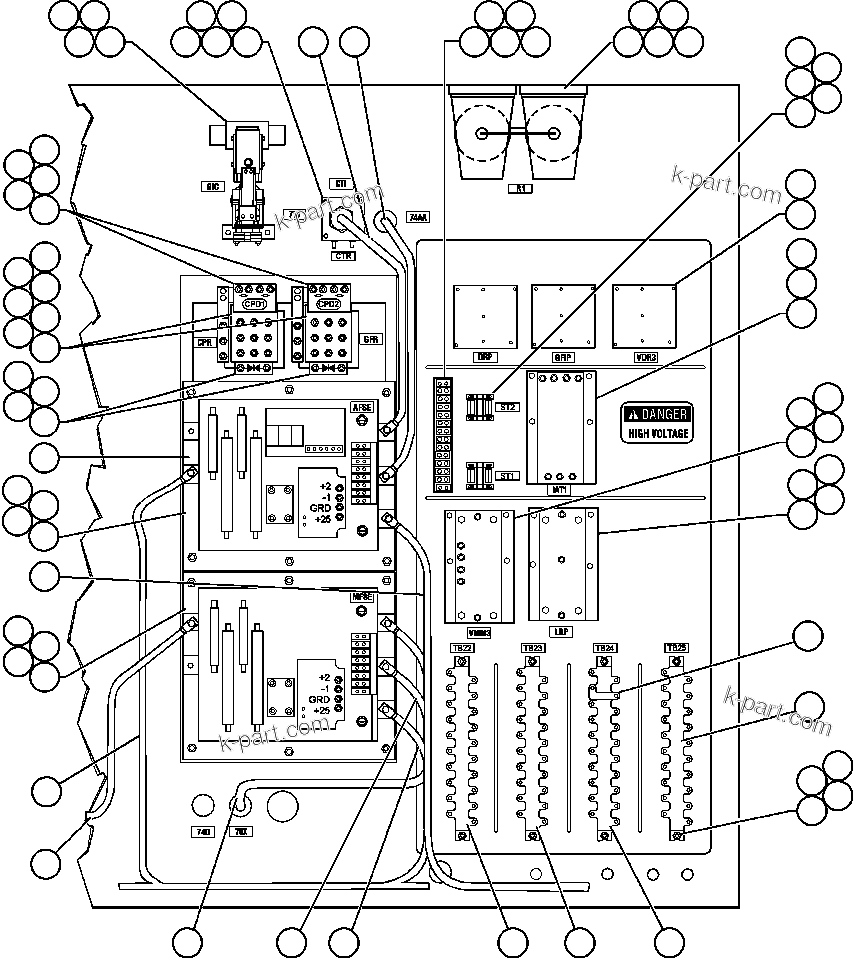 Komatsu parts book diagram for AFE47-Q 730E  S/N 32691  ROSSING URANIUM: CONTROL CABINET ASSM
