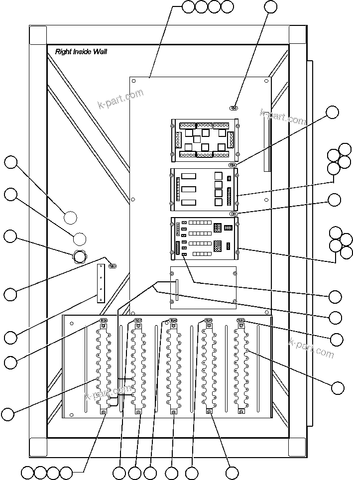 Komatsu parts book diagram for AFE47-Q 730E  S/N 32691  ROSSING URANIUM: CONTROL CABINET ASSM - R.H. SIDE
