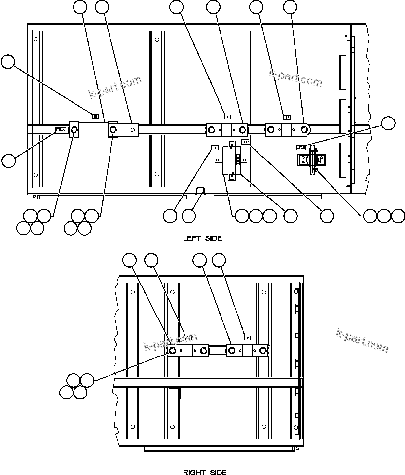 Komatsu parts book diagram for AFE47-Q 730E  S/N 32691  ROSSING URANIUM: CONTROL CABINET - FLOOR