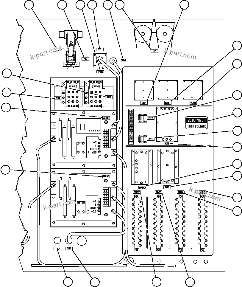 Komatsu parts book diagram for AFE47-Q 730E  S/N 32691  ROSSING URANIUM: CONTROL CABINET ASSEMBLY - 10