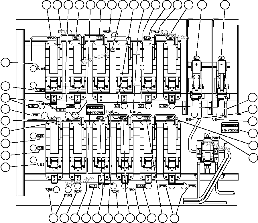 Komatsu parts book diagram for AFE47-Q 730E  S/N 32691  ROSSING URANIUM: CONTROL CABINET ASSM - FRONT - 5