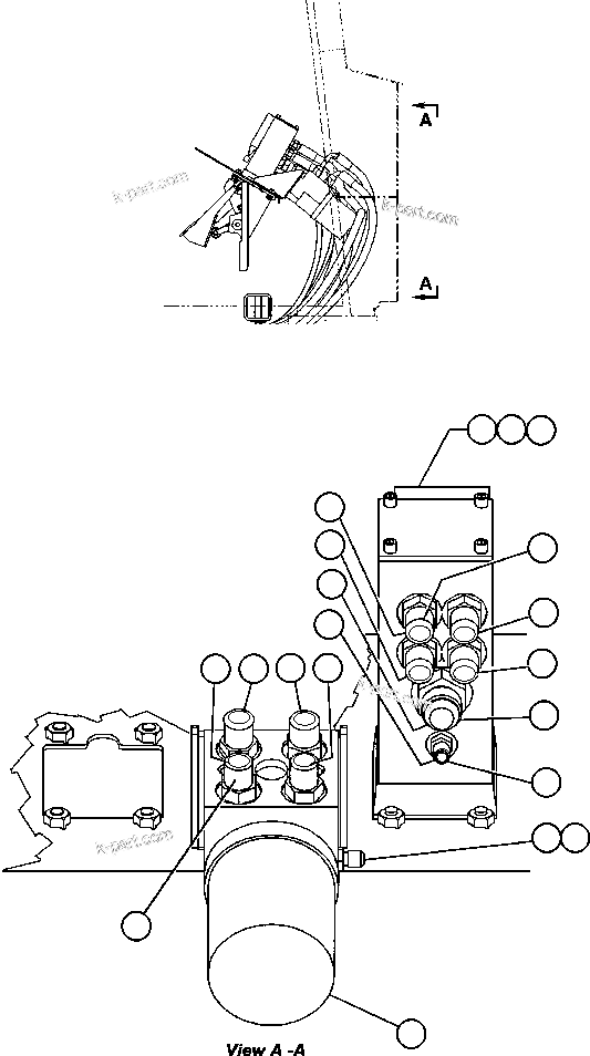 Komatsu parts book diagram for AFE47-Q 730E  S/N 32691  ROSSING URANIUM: BRAKE/STEERING VALVE PIPING