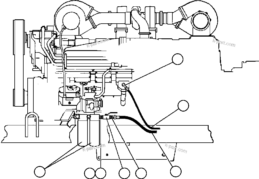 Komatsu parts book diagram for AFE47-Q 730E  S/N 32691  ROSSING URANIUM: ENGINE FUEL PIPING
