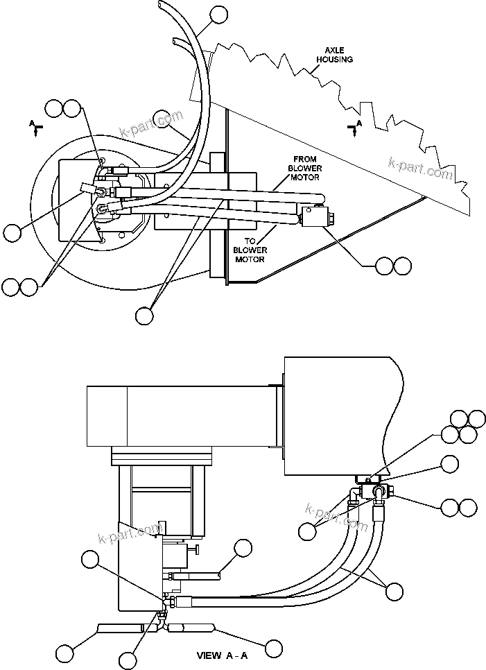 Komatsu parts book diagram for AFE47-Q 730E  S/N 32691  ROSSING URANIUM: AUX. BLOWER PIPING - TROLLEY