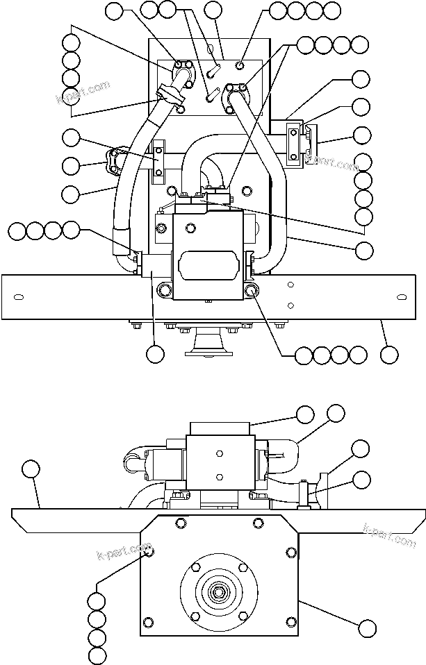 Komatsu parts book diagram for AFE47-Q 730E  S/N 32691  ROSSING URANIUM: HOIST PUMP MODULE - 9 (EG0547)