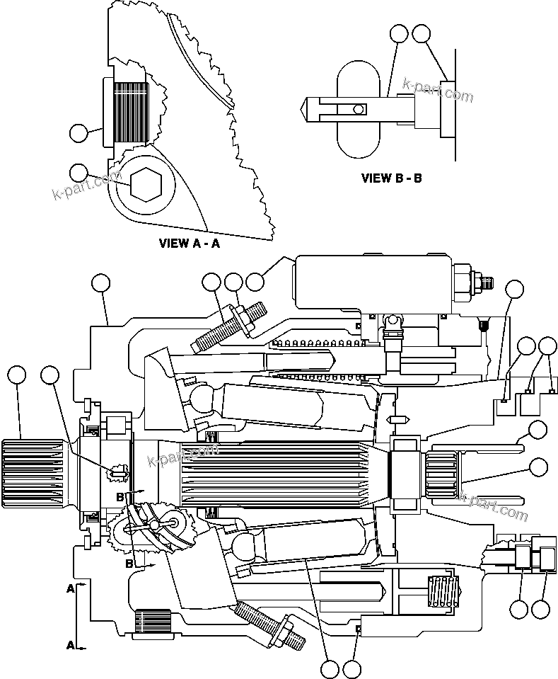 Komatsu parts book diagram for AFE47-Q 730E  S/N 32691  ROSSING URANIUM: HYDRAULIC PUMP ASSM (PB9419)